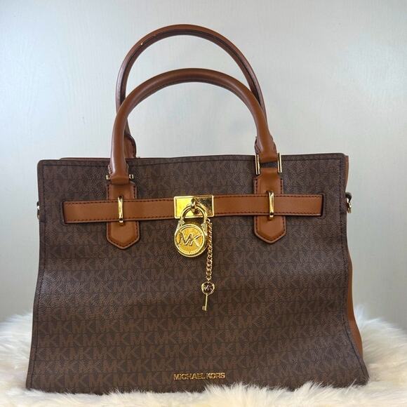 Michael Kors Hamilton Medium Logo Satchel - Picture 1 of 15